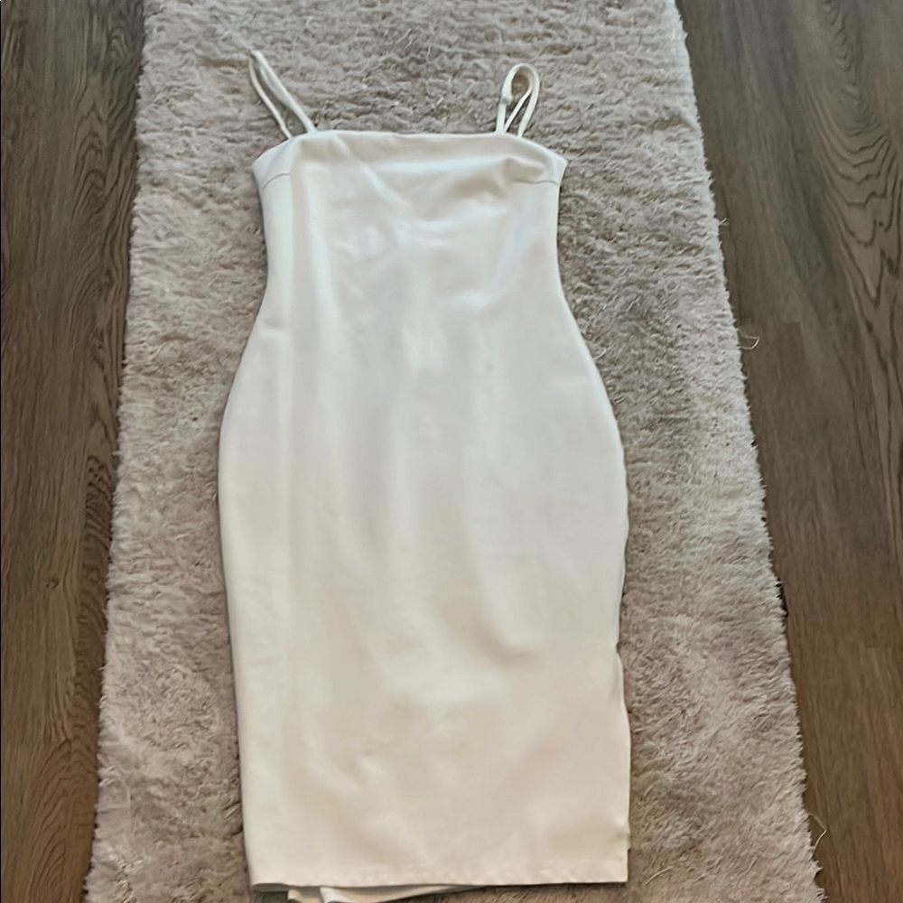 Lulu's White Spaghetti Strap Sheath Dress